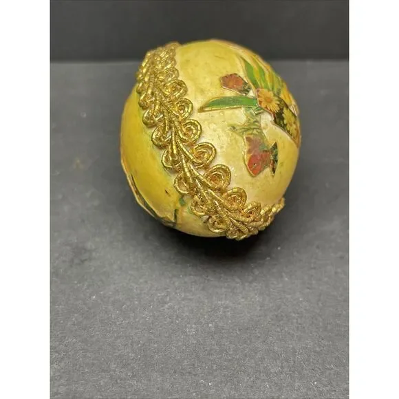 Vintage Paper Mache Egg with Flowers multi color - Picture 4 of 5